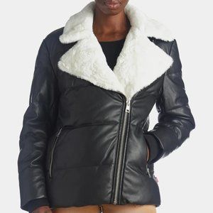 NWT LEVI'S STRAUSS ASYMMETRICAL VEGAN LEATHER MOTO PUFFER JACKET
